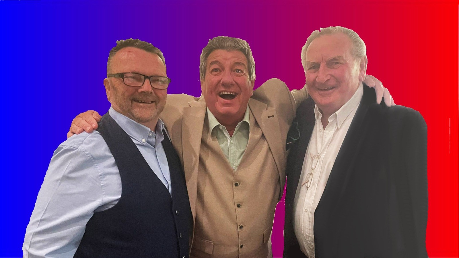 Dom Collins and Dusty Young with comedian Austin Knight